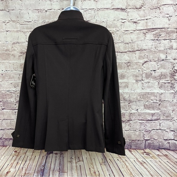 Areli Collection Brown Zipper Button Mock Neck Jacket - Picture 8 of 14